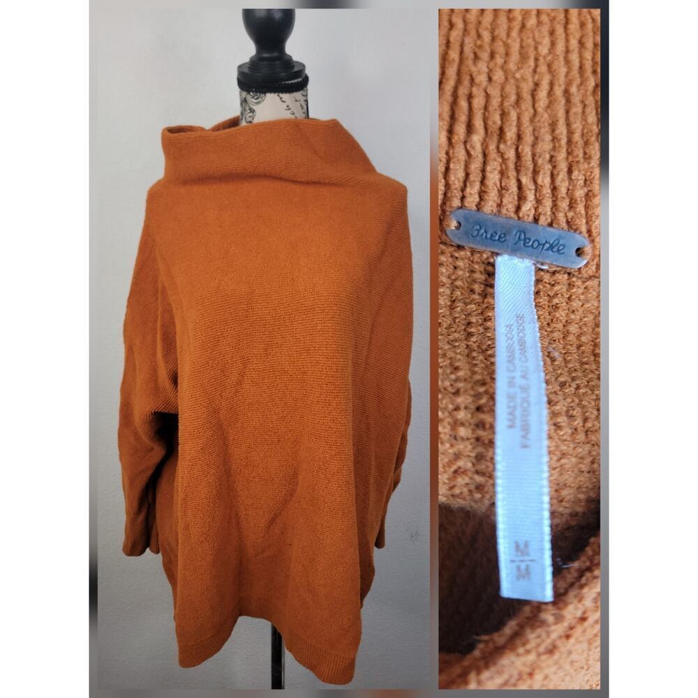 Free People Women's Ottoman Slouchy Sweater SZ M Tunic Oversized Knit Orange